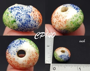 Beautiful Multi Color Islamic Mosaic Art Glass Coin Donut Bead #CP140 - Picture 1 of 7