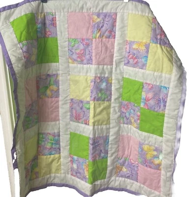 Handmade Fairy Tale Little Baby Girl Blanket Beautiful Pastels Whimsy Green - Image 1 of 4