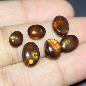 6.Piece Natural Mexican Fire Agate Cabochon Loose Gemstone Oval Smooth Cabochon - Picture 1 of 5
