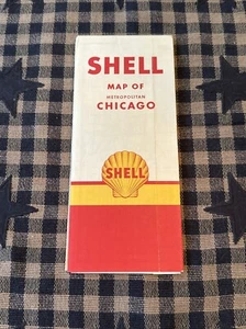 Mapa Metro Chicago Shell Oil Vintage ~ 1956 Retro - Imagen 1 de 4