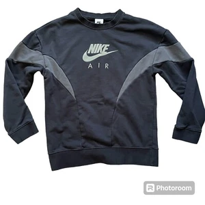 Nike Air Big Girls French Terry Sweatshirt Size L 12/14 Black Logo Pullover - Picture 1 of 7