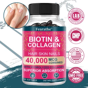 BIOTIN COMBINED WITH HYDROLYZED COLLAGEN 40,000 MCG  HAIR·SKIN:NAILS support - Picture 1 of 12