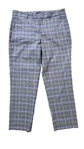 Banana Republic Pantaloni Donna 6 Blu Quadri Crop Sloan Basso Tartan Casual - Foto 1 di 5