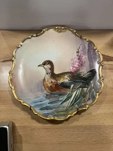 Antiker französischer Limoges Vogel handbemalter Teller signiert L. Coudert - Bild 1 von 5