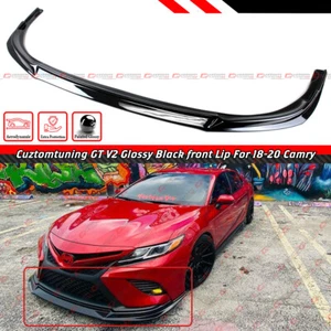 For 18-20 Toyota Camry SE XSE CTM V2 Design Gloss Blk Front Bumper Lip Splitter - Picture 1 of 5