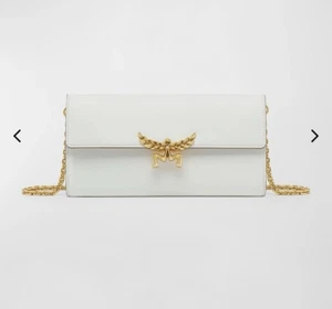 MCM Laurel White Leather Wallet On Gold Chain - Picture 1 of 3