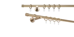 Gardinenstange auf Maß Rohr Kappe Wandabstand 12cm Farbe: Messing-Matt - Bild 1 von 94