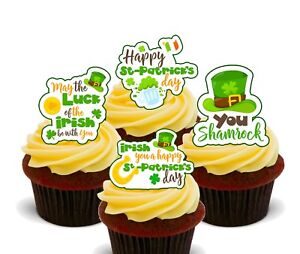 Saint Patrick's Day Edible Stand-up Cup Cake Toppers, Irish Ireland Shamrock St