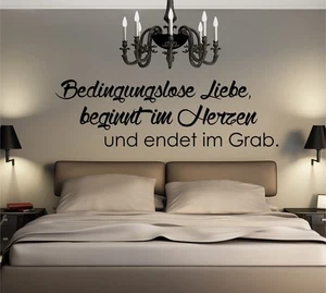 WD Wandtattoo BEDINGUNGSLOSE LIEBE SPRUCH Wandsticker Schlafzimmer Aufkleber - Picture 1 of 1