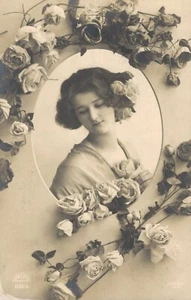 Victorian Style Art Nouveau Young Lady Mirror RPPC B27 - Picture 1 of 2