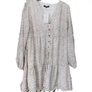In The Style Vestito Stampa Leopardata Bottoni Smock Regalo Natale 18 - Foto 1 di 19