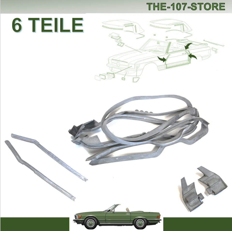 MERCEDES-BENZ W107 R107 300SL 6 PIECE DOOR SEAL KIT GENUINE QUALITY - Image 1 of 1
