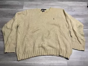 Polo Ralph Lauren Distressed Pullover Strick Baumwolle Rundhals kastig XL (passt L) beige - Bild 1 von 6