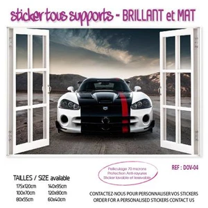 STICKER TROMPE L'OEIL FENETRE : DODGE VIPER CAR- 6 TAILLES - DOV04 - Imagen 1 de 13