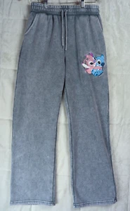 Disney Lilo & Stitch Sweatpants Women's L Gray Fleece with Pockets Elastic Waist - Picture 1 of 6