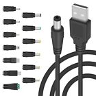 1X(5V DC 5.5 2.1mm Jack Charging Cable  Cord, USB to DC  Cable with 13 Interchan