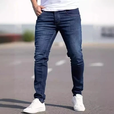 Men's European And American Fashionable Worn Slim Casual Jeans - Image 1 of 4