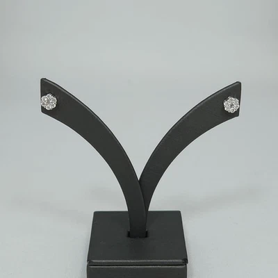18ct White Gold Diamonds Invisible Set Cluster Earrings (Total Diamond: 0.30ct) - Image 1 of 4