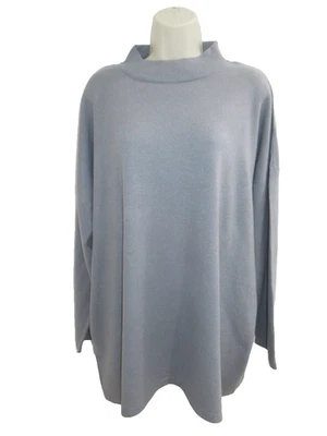 J Jill 100% кашемир серовато-синий ложный шеи большого размера свитер один размер - Изображение 1 из 4