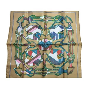 Hermes Excellent Condition Authenticity Verified Scarf Carre 45 Tattasole Zigza - Picture 1 of 9