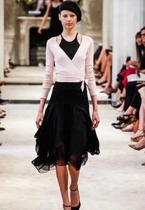 Ralph Lauren Collection Purple Label 100% Silk Flowy Layered Black Skirt Runway - Picture 1 of 9