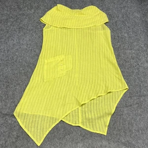 IC by Connie K Tunika Bluse Damen M gelb asymmetrischer Saum transparent Leinen Kutte - Bild 1 von 12