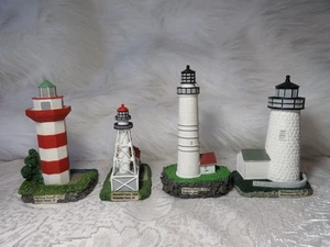SET OF 4 1999 LEFTON LIGHTHOUSE FIGURINES WHITEFISH, PEMAQUID, BOSTON HARBOUR + - Picture 1 of 13