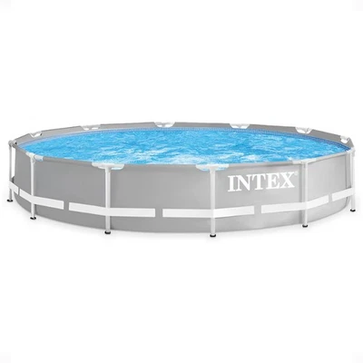 Intex 12'x 30" Prism Frame Round Above Ground Swimming Pool, (No Pump)(Open Box) - Image 1 of 4