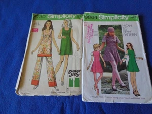 2 VINT SIMPLICITY 1970s SEWING PATTS FOR LADY - 34 COMPLETE MINIDRES/TROUSERS - Picture 1 of 1