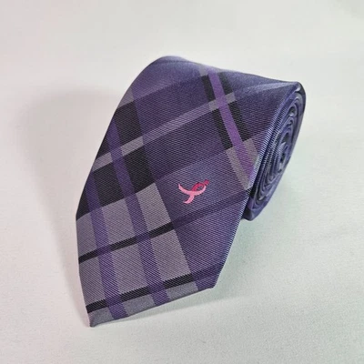 Knots for Hope benefiting Susan G. Komen 男式 领带 几何紫色 3.25 x 60 — 第 1/4 张图片