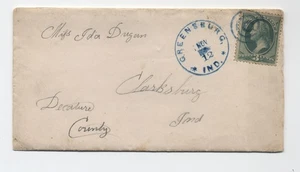 1879 Greensburg IN 3ct banknote cover purple rubber handstamp w stars [7002.47] - Picture 1 of 3