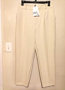 Zara Womens Pants XL Cream Pockets Trousers Professional Academia Career Office - Picture 1 of 5