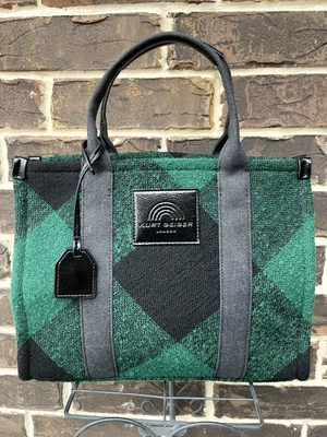 NWT $195 Kurt Geigerr Tweed Southbank Tote Bag Green Black - Image 1 of 4
