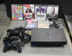 Sony PlayStation 2 PS2 SCPH-30001 FAT Console Black w/ 2Controllers, 6 Games