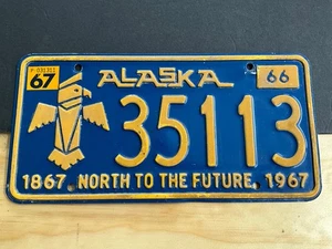 1967 Alaska Centennial License Plate Tag 1966 35113 North to the Future - Picture 1 of 3