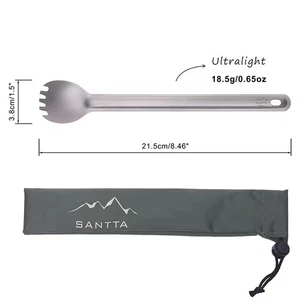 Ultralight Titanium Spork - Long Handled Spoon Fork Combo for Hiking & Camping - Picture 1 of 1