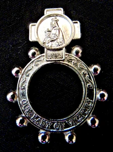 Italien, Vintage Silber, "UNSERE DAME DES SIEGES" Figuraler RING ROSENKRANZ - Bild 1 von 5