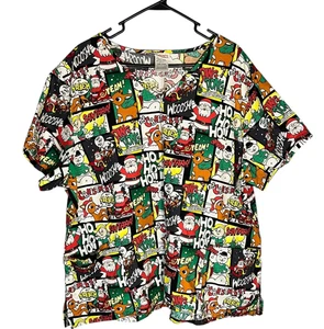 Rudolph The Red Nosed Reindeer Unisex Scrub Top Medical Christmas 3XL 3 Pockets - Picture 1 of 7