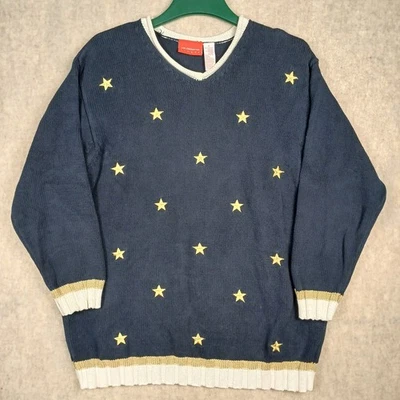 Suéter De Colección Liz Claiborne Para Mujer Informal Estrellas Náuticas Algodón Pullover MEDIANO Foto 1 de 4