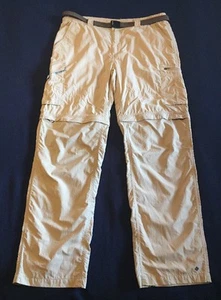 Columbia Omni-Shade Nylon Convertible Pants Shorts Size 38x32 Beige NWOT - Picture 1 of 12