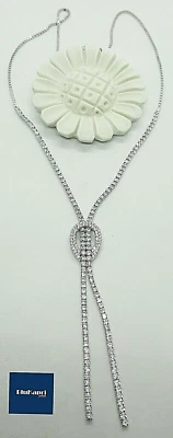 Collana nodo donna laccio collier  in Argento 925 fiocco tennis zirconi bianchi - Immagine 1 di 4