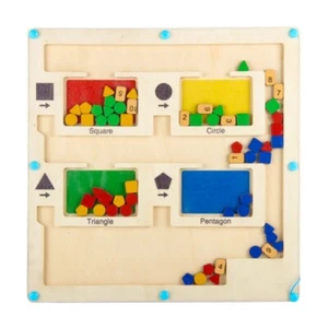 Montessori Toy For Toddlers Wooden Puzzle Magnet Board Shape & Color Matching - Picture 1 of 5