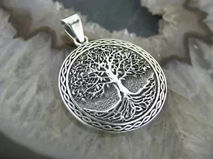 Kettenanhänger Baum des Lebens Silber 925 Lebensbaum Weltenbaum Medaillon Zopf - Bild 1 von 5