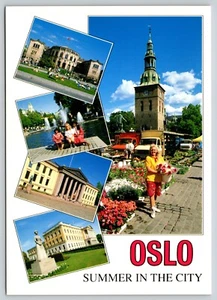 Postal Multivista Oslo Noruega Verano en la Ciudad Catedral de Oslo, Stortorget - Imagen 1 de 2
