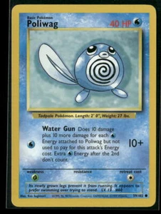 Pokémon Base Set #059/102 Poliwag Common, Near Mint or Better - Imagen 1 de 2
