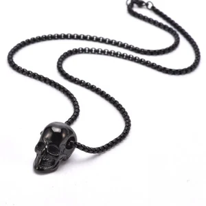 Damen EDC Titan Stahl Kette Halskette Herren Edelstahl Totenkopf Form Anhänger - Bild 1 von 11