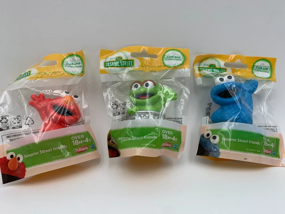 Playskool Sesame Street Friends 3" Cookie Monster Elmo Oscar The Grouch Foto 1 de 1