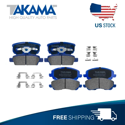 Front+Rear Ceramic BrakePad W/hardware for Mitsubishi Lancer Jeep Patriot calibe - Image 1 of 3