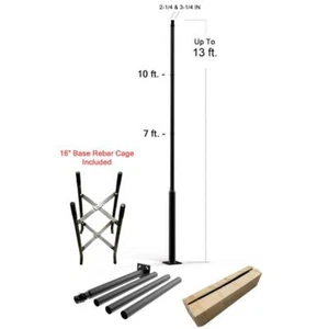 Eleding Light Poles 156"X3" Black Direct Burial Surface Mount Outdoor Universal - Picture 1 of 10