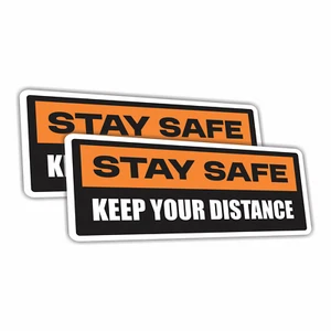 2 Pcs STAY SAFE Keep Your Distance Vinyl Decal Sticker Warning Sign Car Truck - Bild 1 von 4